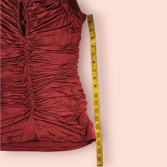 Vintage Y2K 2b bebe terracotta ruched draped top size L baddie vixen mcbling - Picture 5 of 8